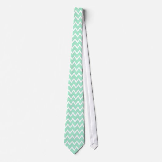 Mint Green en White Chevron Pattern Stropdas (Voorkant)