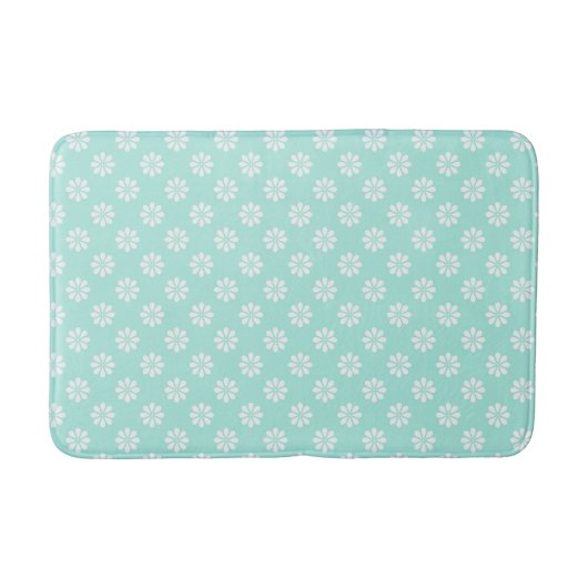 Mint Green en White Daisies Badmat (Voorkant)