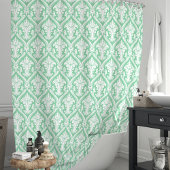 Mint Green en White Damask Douchegordijn
