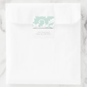 Mint Green en White Damask Vierkante Sticker (Tas)
