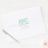 Mint Green en White Damask Vierkante Sticker (Envelop)