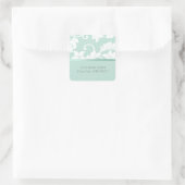 Mint Green en White Damask Vierkante Sticker (Tas)