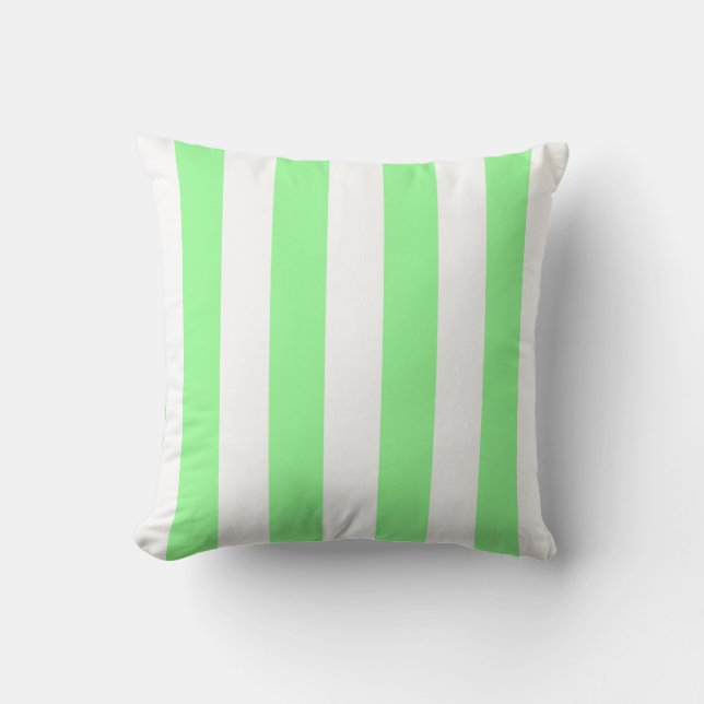 Mint Green en White Extra Large Stripe Pattern Kussen (Voorkant)