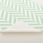 Mint Green en White Geometric Herringbone Pattern Sherpa Deken (3/4)