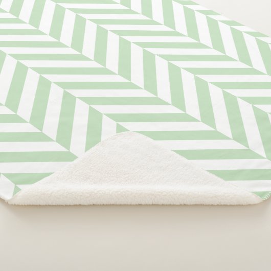 Mint Green en White Geometric Herringbone Pattern Sherpa Deken (3/4)