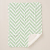 Mint Green en White Geometric Herringbone Pattern Sherpa Deken (Voorkant)