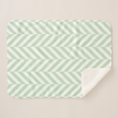 Mint Green en White Geometric Herringbone Pattern Sherpa Deken (Voorkant (horizontaal))