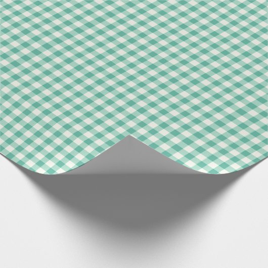 Mint Green en White Gingham Cadeaupapier (Hoek)