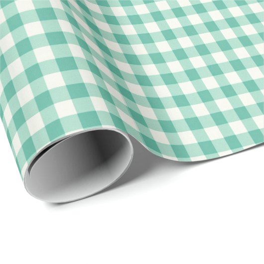 Mint Green en White Gingham Cadeaupapier (Rol Hoek)
