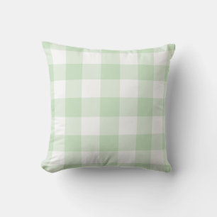 Mint Green en White Gingham Pattern Checkered Buitenkussen