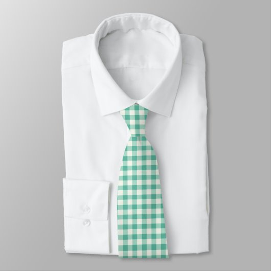 Mint Green en White Gingham Stropdas (Gebonden)