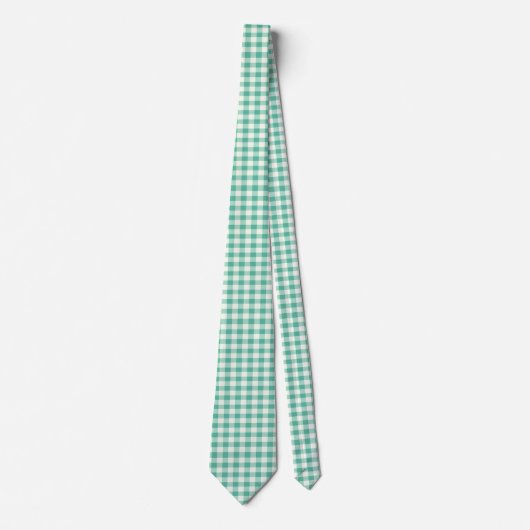 Mint Green en White Gingham Stropdas (Voorkant)
