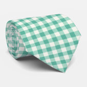 Mint Green en White Gingham Stropdas (Opgerold)