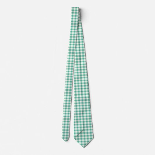 Mint Green en White Gingham Stropdas (Achterkant)
