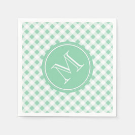 Mint Green en White Gingham, uw monogram Servet