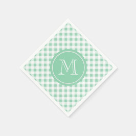 Mint Green en White Gingham, uw monogram Servet