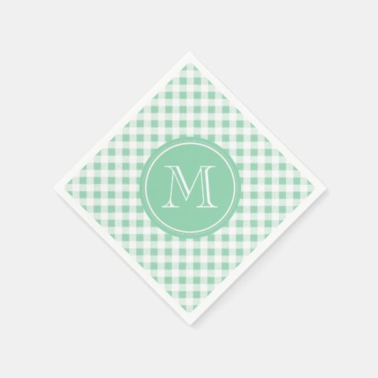 Mint Green en White Gingham, uw monogram Servet (Hoek)