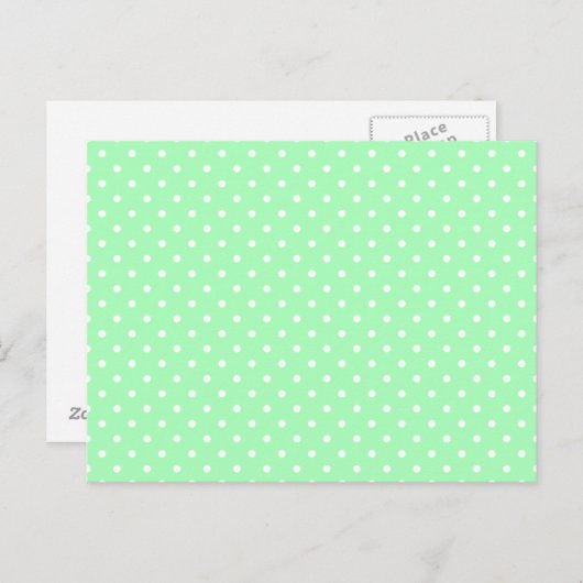 Mint Green en White Polka Dot Briefkaart (Voorkant / Achterkant)