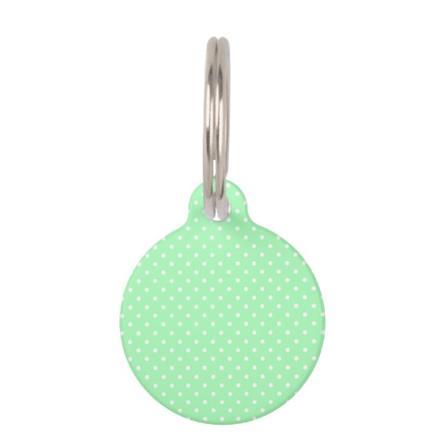 Mint Green en White Polka Dot Huisdierpenning (Voorkant)