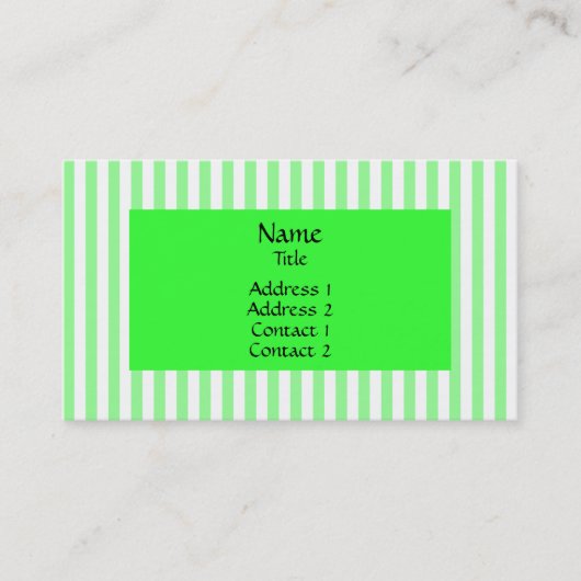 Mint Green en White Stripes Pattern Visitekaartje (Voorkant)