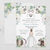 Mint Green en White Western Vrijgezellenfeest Kaart (Voorkant / Achterkant)