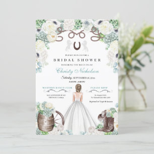 Mint Green en White Western Vrijgezellenfeest Kaart