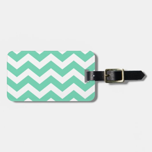 Mint Green en White Zigzags Bagagelabel (Voorkant horizontaal)