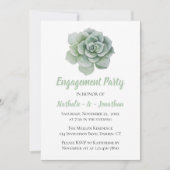 Mint Green Engagement Party Bloemensucculent Kaart (Voorkant)
