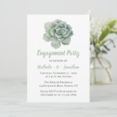 Mint Green Engagement Party Bloemensucculent Kaart (Staand voorkant)
