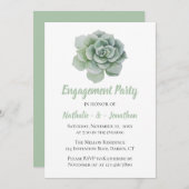 Mint Green Engagement Party Bloemensucculent Kaart (Voorkant / Achterkant)