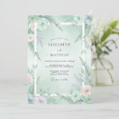 Mint Green Ethereal Winter Wedding Kaart (Staand voorkant)