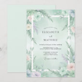 Mint Green Ethereal Winter Wedding Kaart (Voorkant / Achterkant)