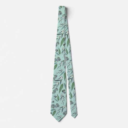 Mint Green Eucalyptus Greenery Pattern Stropdas (Voorkant)