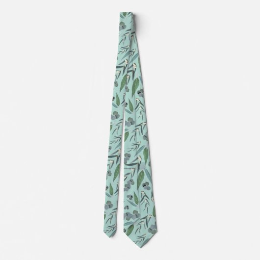 Mint Green Eucalyptus Greenery Pattern Stropdas (Achterkant)
