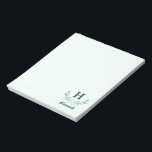 Mint Green Eucalyptus Leaf Monogrammed Notitieblok<br><div class="desc">Mint groen elutus leder monogrammed Design. Dit product kan met uw douanenaam, en de brief van het initiaal worden gepersonaliseerd. De handbeschilderde waterverf eucalyptustak kijkt klassieke en trendy. Een perfect cadeau voor haar, moeder, vrouw, vriend of voor jezelf. Pas uw exemplaar aan door op personaliseren aan de rechterkant te klikken....</div>