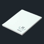 Mint Green Eucalyptus Leaf Monogrammed Notitieblok<br><div class="desc">Mint groen elutus leder monogrammed Design. Dit product kan met uw douanenaam, en de brief van het initiaal worden gepersonaliseerd. De handbeschilderde waterverf eucalyptustak kijkt klassieke en trendy. Een perfect cadeau voor haar, moeder, vrouw, vriend of voor jezelf. Pas uw exemplaar aan door op personaliseren aan de rechterkant te klikken....</div>