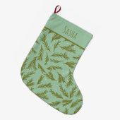 Mint Green Evergreen Gepersonaliseerde Kerstmis Grote Kerstsok (Voorkant (Hangend))