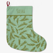 Mint Green Evergreen Gepersonaliseerde Kerstmis Grote Kerstsok (Voorkant)