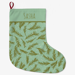 Mint Green Evergreen Gepersonaliseerde Kerstmis Grote Kerstsok
