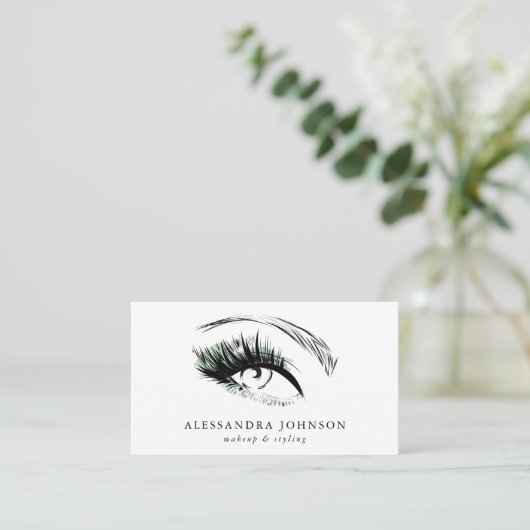 Mint Green Eye Sketch Modern Makeup Artist Visitekaartje (Staand voorkant)