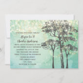 Mint Green Fairy Lights Woodsy Wedding Invitation Kaart (Voorkant)