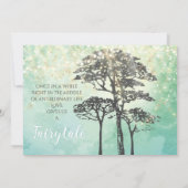 Mint Green Fairy Lights Woodsy Wedding Invitation Kaart (Achterkant)