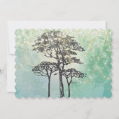 Mint Green Fairy Lights Woodsy Wedding Invitation Kaart (Achterkant)
