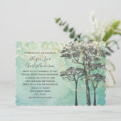 Mint Green Fairy Lights Woodsy Wedding Invitation Kaart (Staand voorkant)