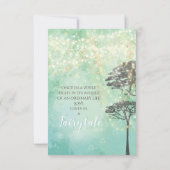Mint Green Fairy Lights Woodsy Wedding RSVP Kaart (Achterkant)