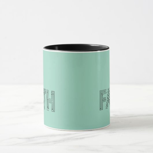 Mint green faith typography coffee mug mok (Midden)