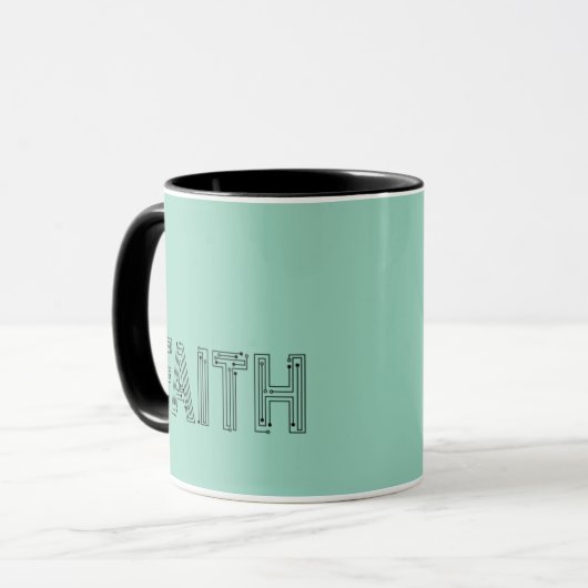 Mint green faith typography coffee mug mok (Voorkant links)