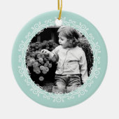 Mint Green Fancy Swirls Foto Lijst Keramisch Ornament (Voorkant)