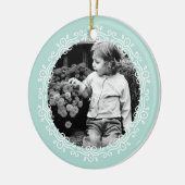 Mint Green Fancy Swirls Foto Lijst Keramisch Ornament (Links)
