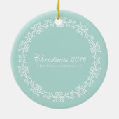 Mint Green Fancy Swirls Foto Lijst Keramisch Ornament (Achterkant)